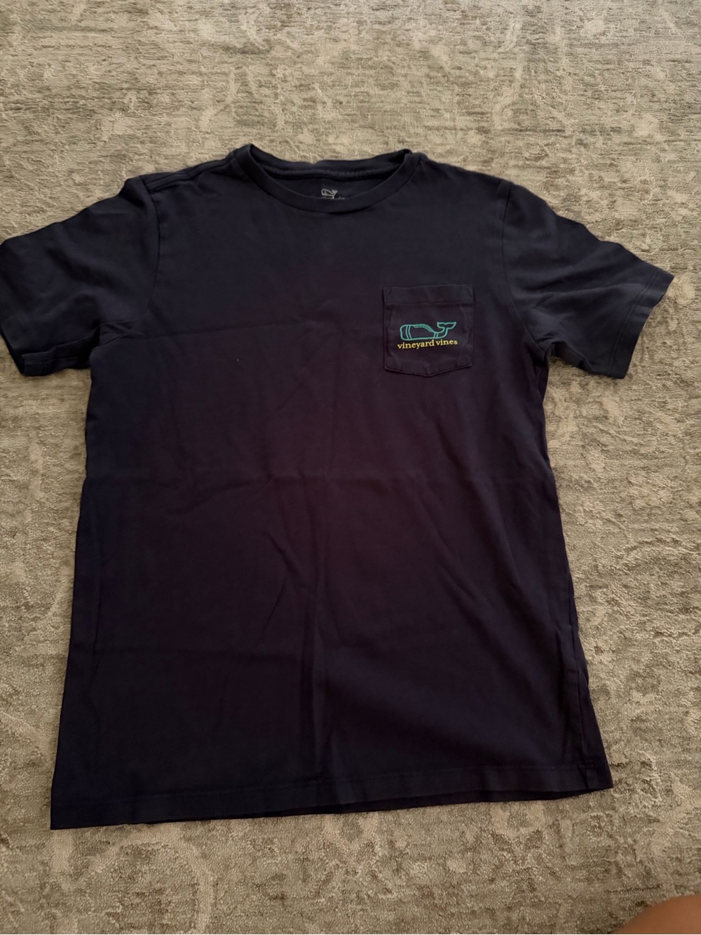 Vineyard Vines Navy Short-Sleeve Pocket Tee with Whale Logo